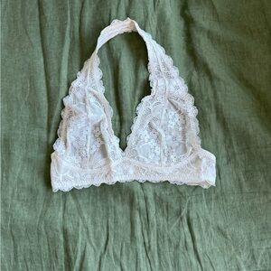 Free People Lace Halter Bralette - Cream